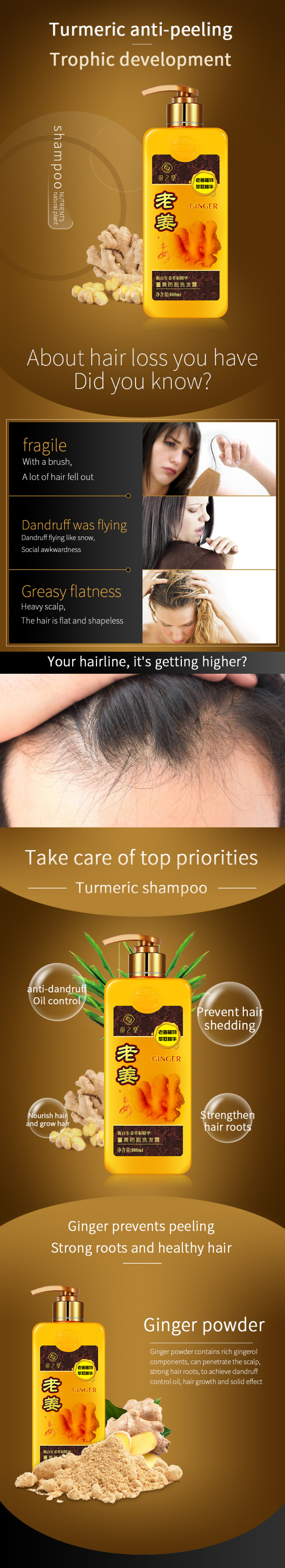 Private Logo Natural Ginger Serum Anti Hair Loss Anti-Dandruff Nourishing Growth Turmeric Shampoo Moisturizing Cream Products from China supplier