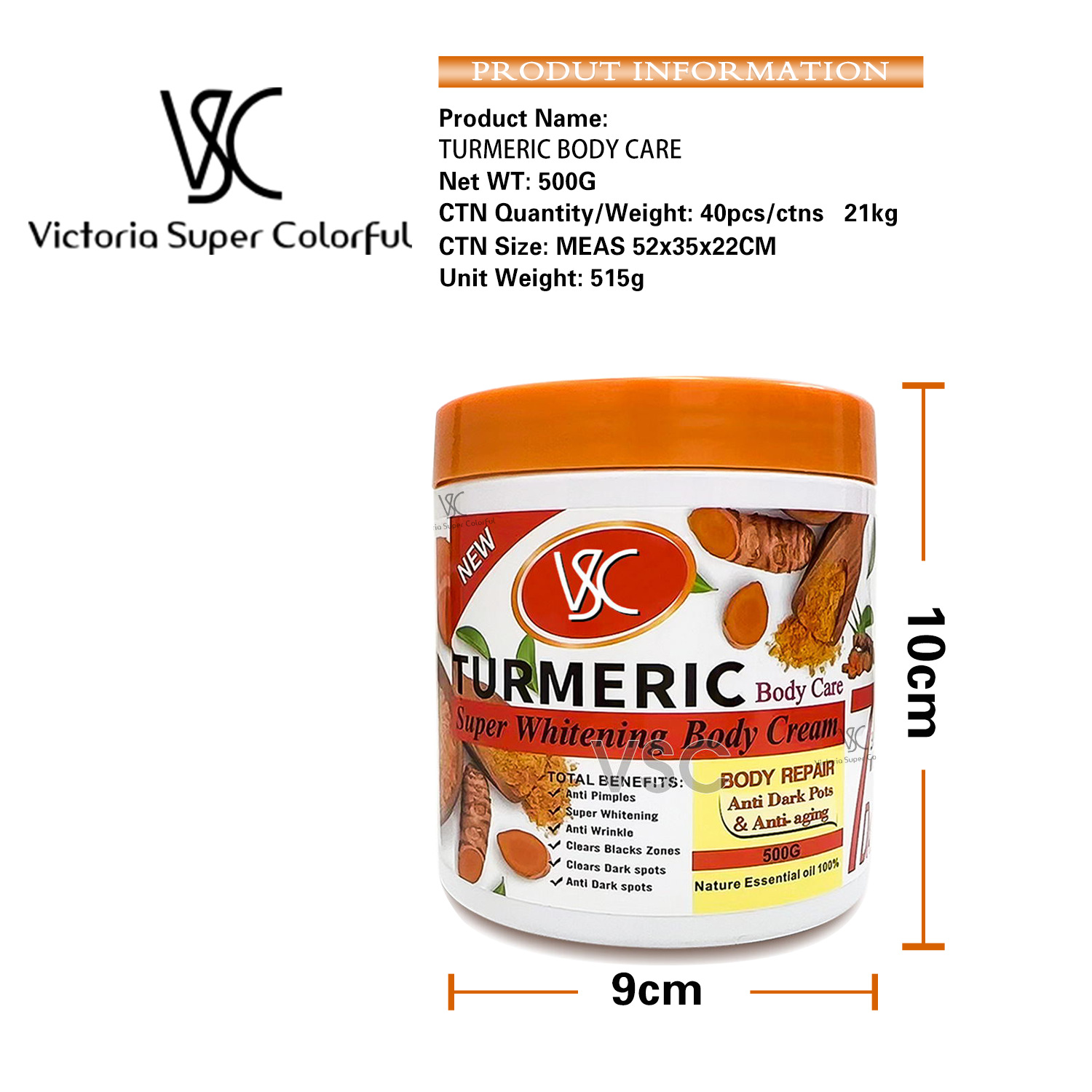 Turmeric Cream Body & Face Moisturizing Lotion Shea Butter Brightening Spot Removal Skincare Body Cream from China supplier