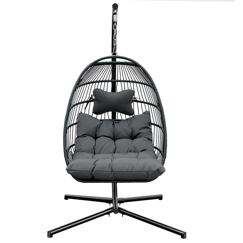 USA warehouse fast delivery Outdoor rattan wicker double seat hanging egg swing chair with metal stand