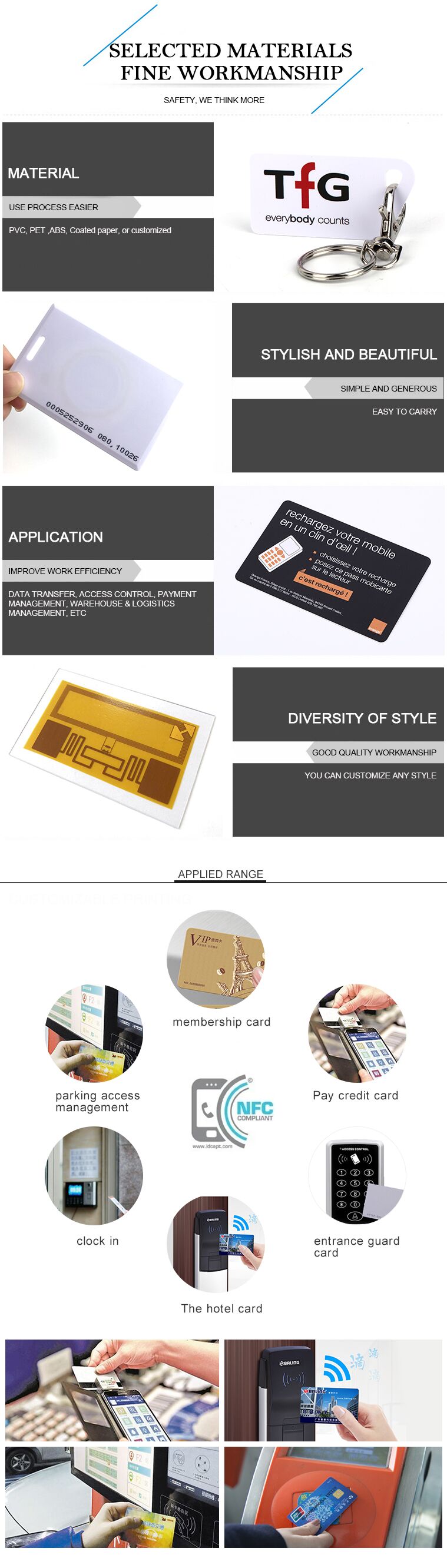 PVC Employee Id Card Maker/ Printable Custom rfid Hotel Door Key Card