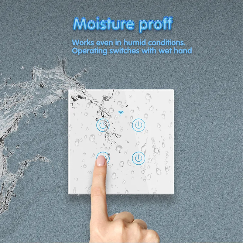 EU No Neutral Alexa Smart Home Touch Screen Light Wifi Smart Switch from China supplier