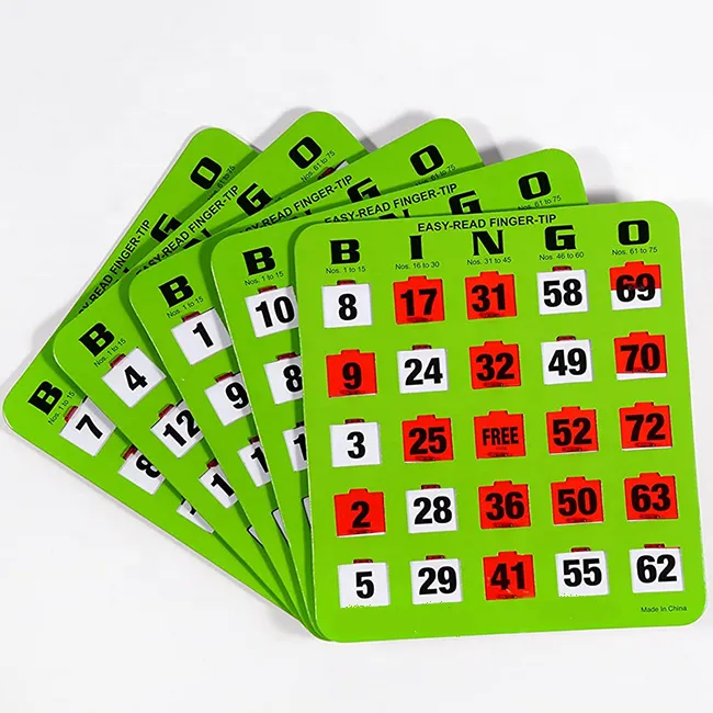 Easy Read Green Bingo Heavy Duty Jumbo Shutter Slide Bingo Cards with ...