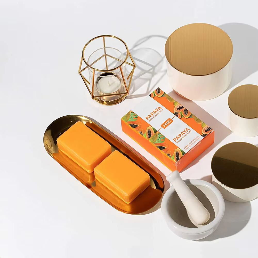 Organic Solid Papaya Soap Handmade Body Wash Bar with Natural Kojic Acid Skin Whitening & Brightening Deep Cleansing Bath Bar from China supplier