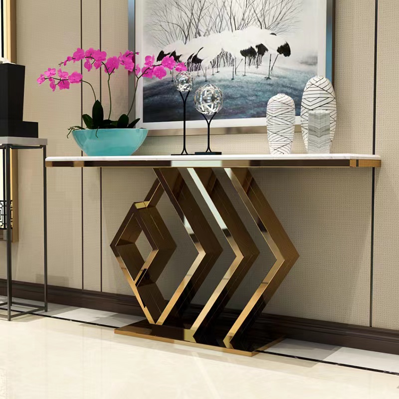 Modern luxury furniture corner console tables Living Room hallway Mirrored gold console table