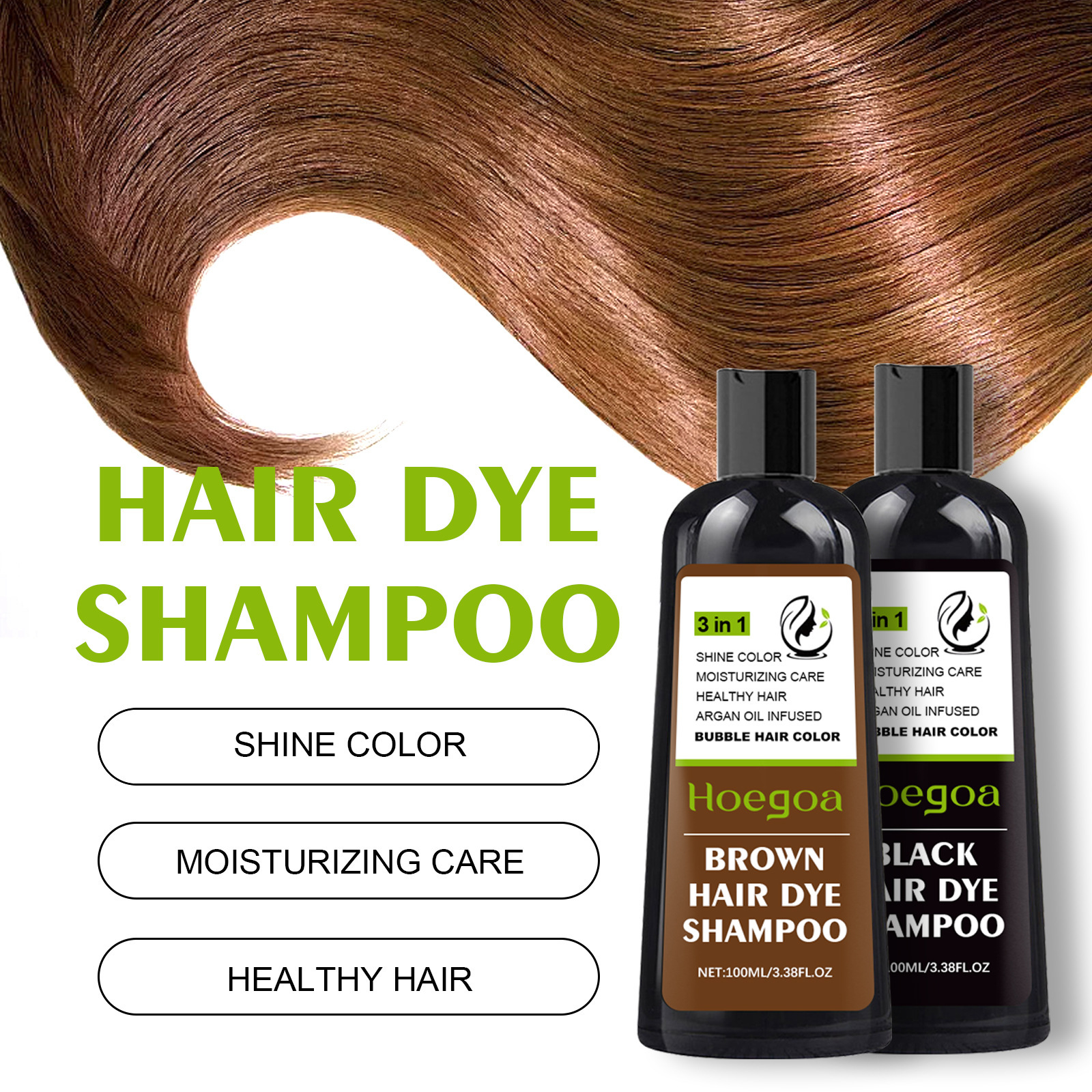 OEM Custom Professional Hair Dye Shampoo Oil Permanent Natural Hair Dye Color Black Hair Dye Shampoo 3 in 1 from China supplier