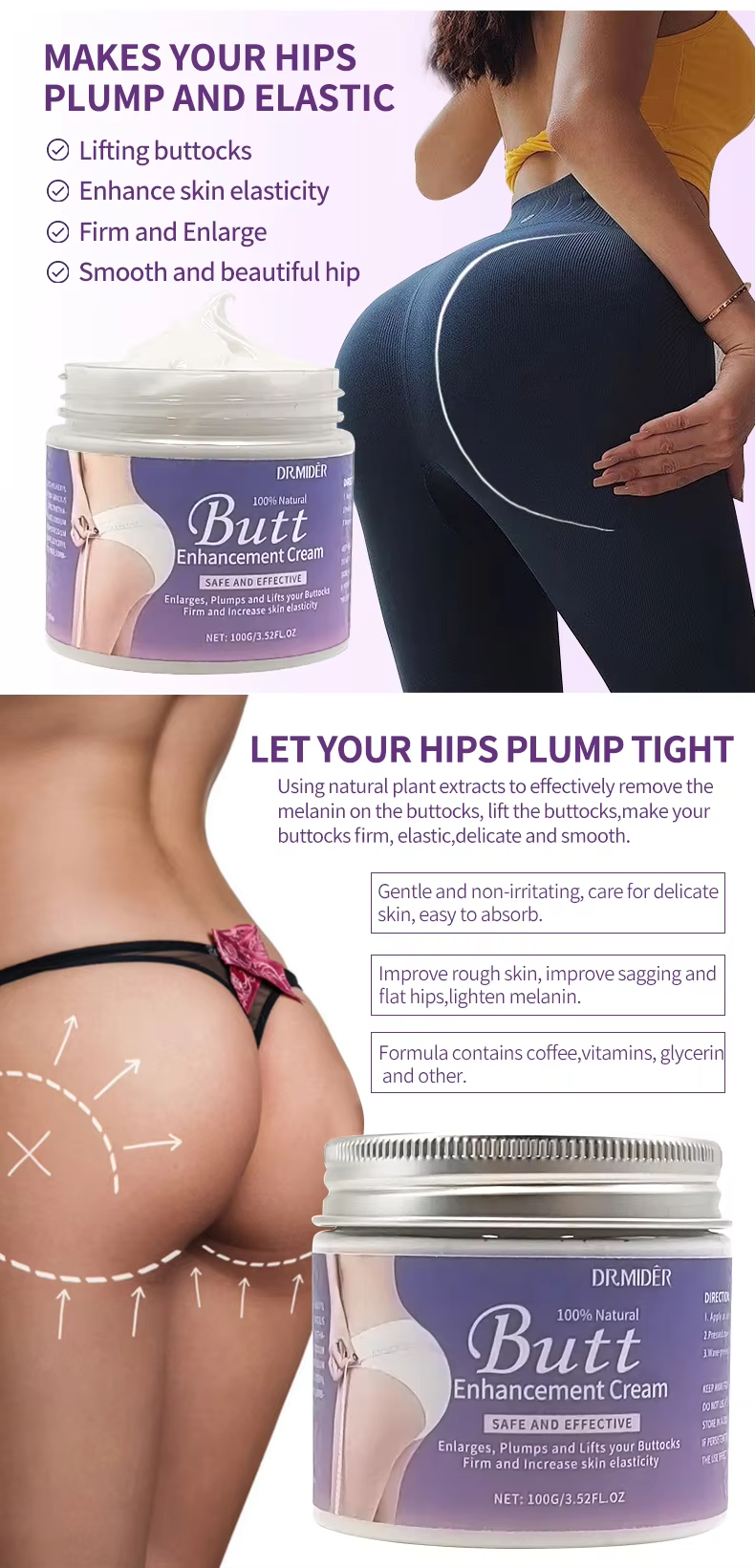 Custom Logo Hip up Massage Cream Beauty Breast Enhancement Cream Body Care Organic Garlic Extract Enlargement Lifting Butt Cream from China supplier