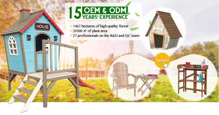 Outdoor garden kid's backyard  2 step wood play house wooden playground kids playhouse with porch from China supplier