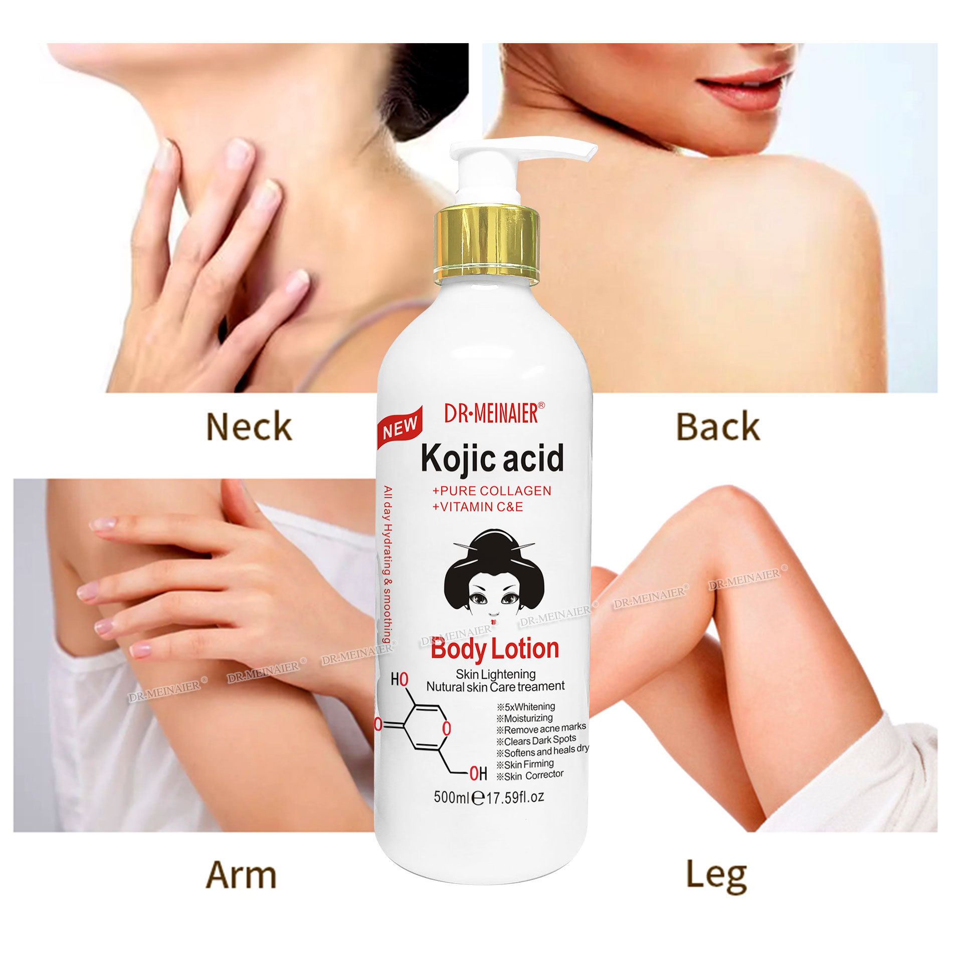 Private Logo Kojic Acid Body Whitening Lotion Moisturizing Anti Aging Face Lotion Nourishing Brightening Body Milk Products from China supplier