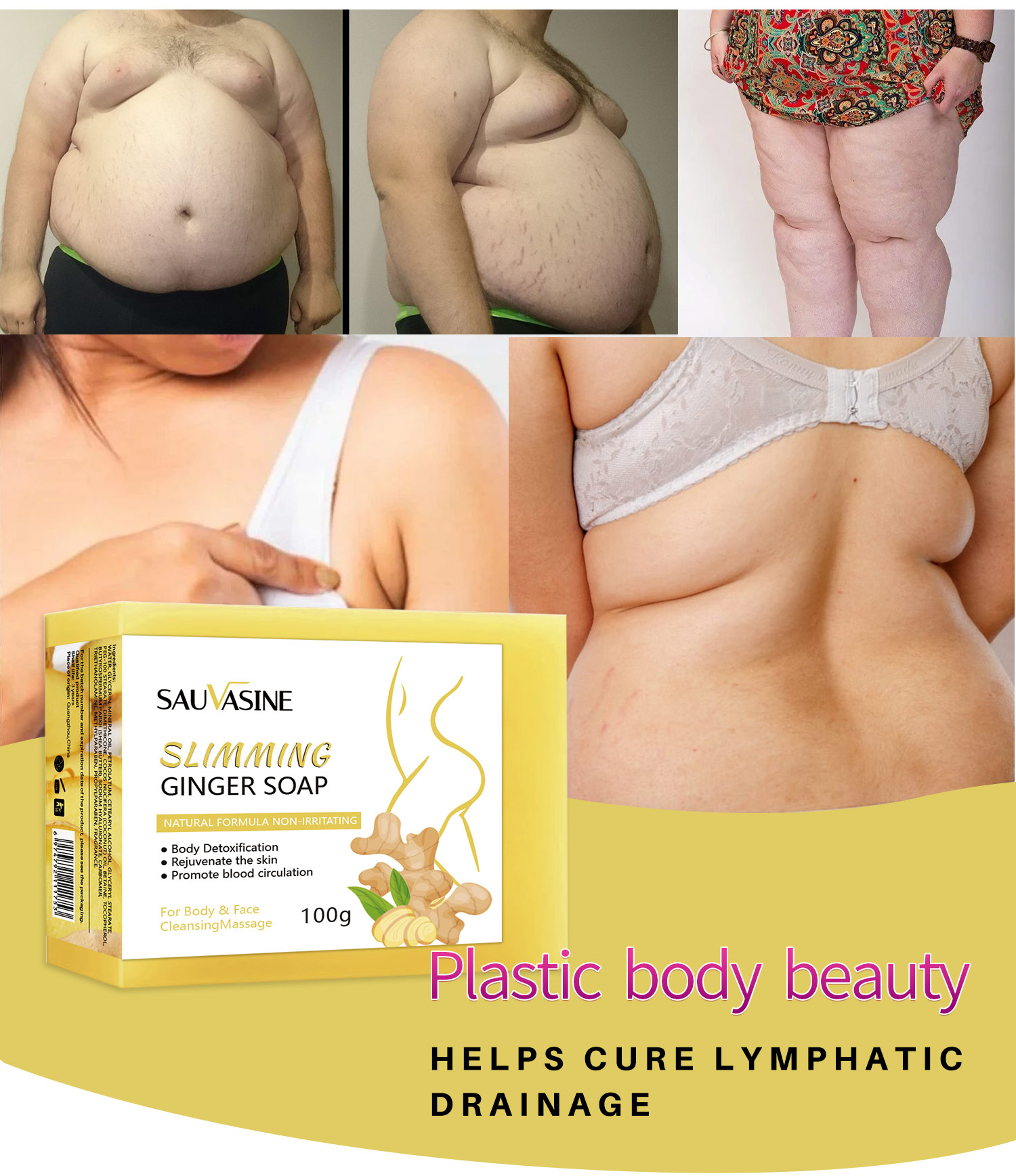 Wholesale 100g Natural Organic Ginger Soap for All Skin Types Weight Loss and Swelling Pain Relief Slimming Ginger Soap from China supplier