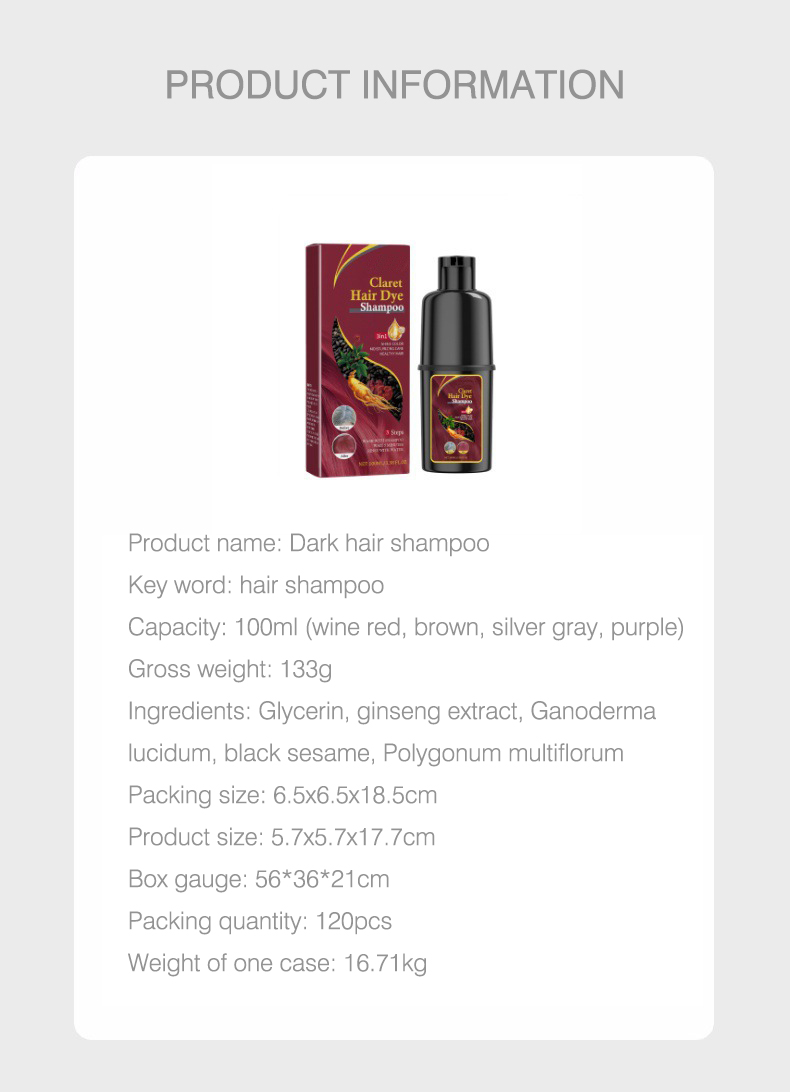 Private Label Instant 100Ml Hair Color Dye Shampoo Natural Black Hair Dye Gel Herbal Formula Colorful Hair Dye Shampoo from China supplier