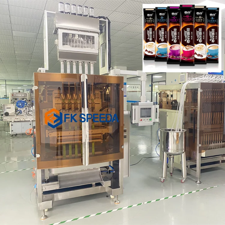 CE Fully Automatic 2/4/6 Lanes Sachet Salt Sugar Filling Stick Bag Coffee Powder Packing Machine from China supplier
