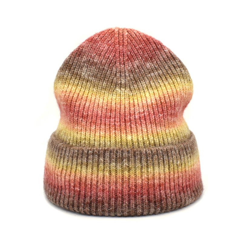 Hot sale soft winter warm tie-dye solid color knitted beanie hats from China supplier