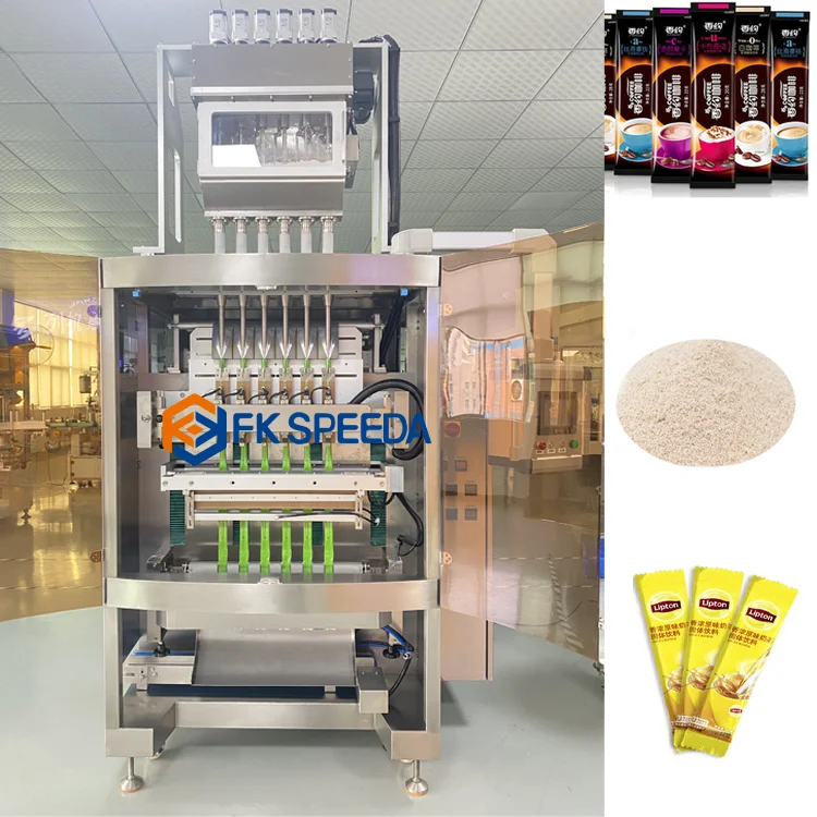 CE Fully Automatic 2/4/6 Lanes Sachet Salt Sugar Filling Stick Bag Coffee Powder Packing Machine from China supplier