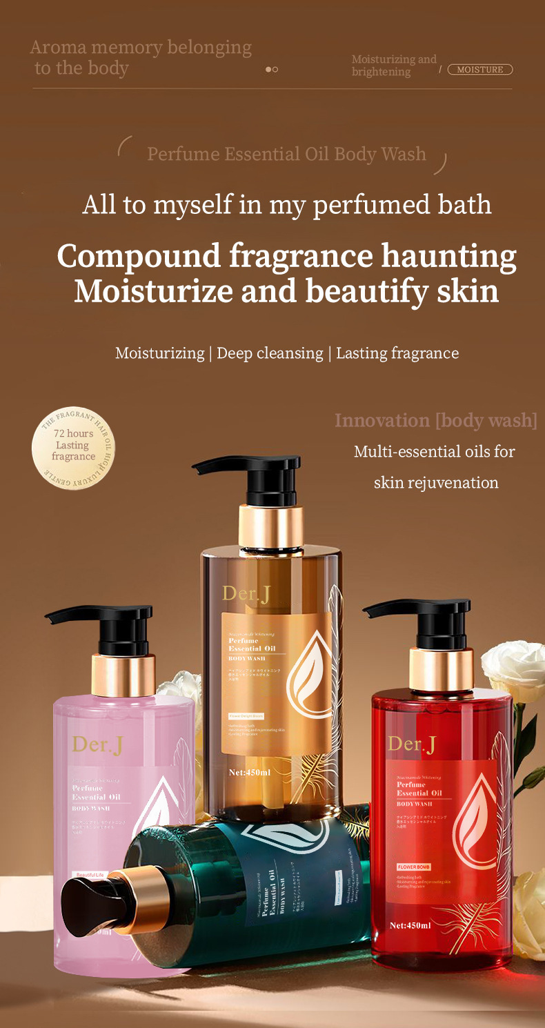 Private Logo Nicotinamide Perfumed Essential Oil Body Wash Moisturizing Lasting Fragrance 3 in 1 Shower Gel for Women Products from China supplier