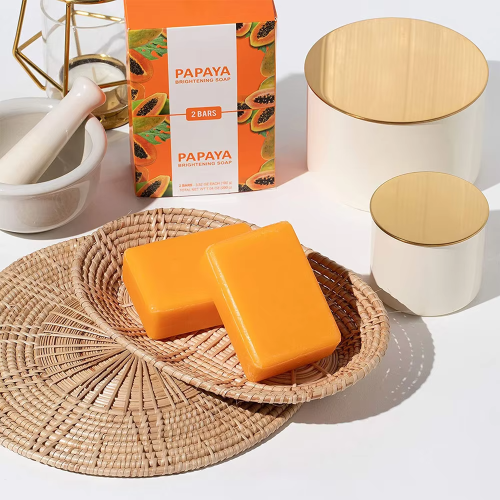 Organic Solid Papaya Soap Handmade Body Wash Bar with Natural Kojic Acid Skin Whitening & Brightening Deep Cleansing Bath Bar from China supplier