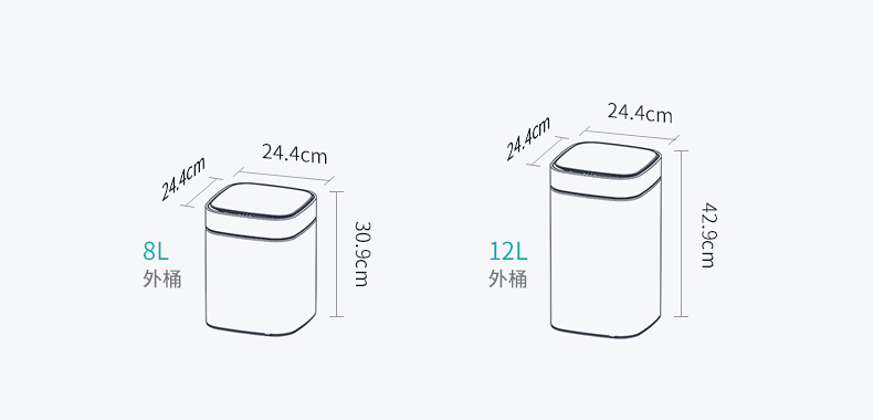 Waterproof Auto Sensor Smart Can Trash Bathroom Waste Bin Sensor Rubbish Bin 12l