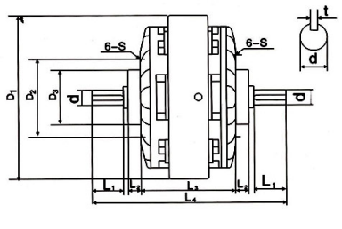 Embrayage en poudre magnétique HW-FL pour les machines d'impression Double Type d'arbre pour la machine à imprimer