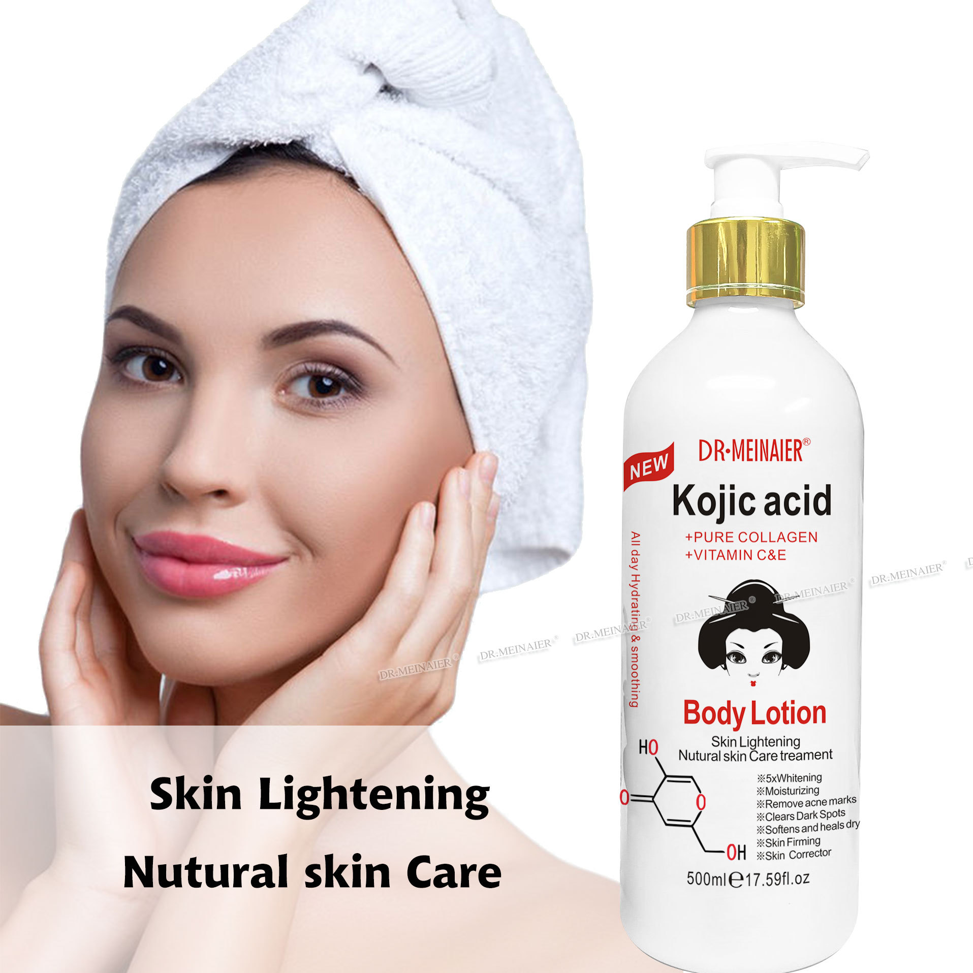 Private Logo Kojic Acid Body Whitening Lotion Moisturizing Anti Aging Face Lotion Nourishing Brightening Body Milk Products from China supplier