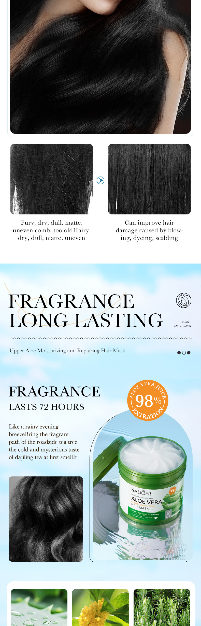 OEM Wholesales Ginger/ Aloe Vera Hair Mask, Deep Repair Damage Hair Root, Professional Treatment Repair for Dry Damaged from China supplier