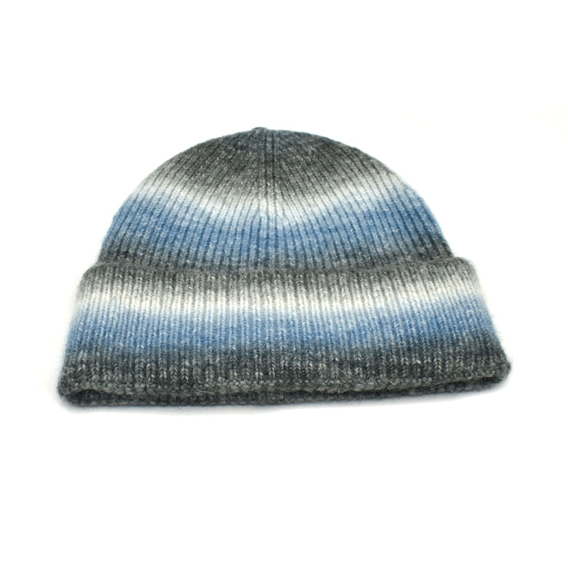Hot sale soft winter warm tie-dye solid color knitted beanie hats from China supplier