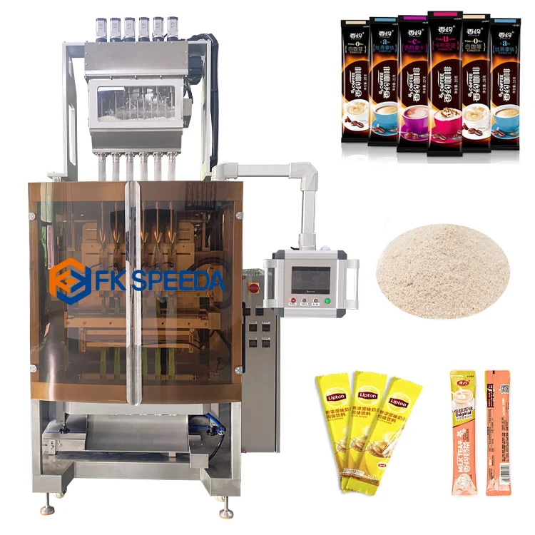 CE Fully Automatic 2/4/6 Lanes Sachet Salt Sugar Filling Stick Bag Coffee Powder Packing Machine from China supplier