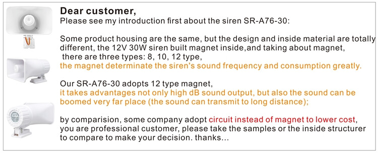 Cheap Price Electronic Siren Horn 12V Siren 140Db Loud Two Tone Security 30 Watt Alarm Siren Burglary Alarm Speaker from China supplier
