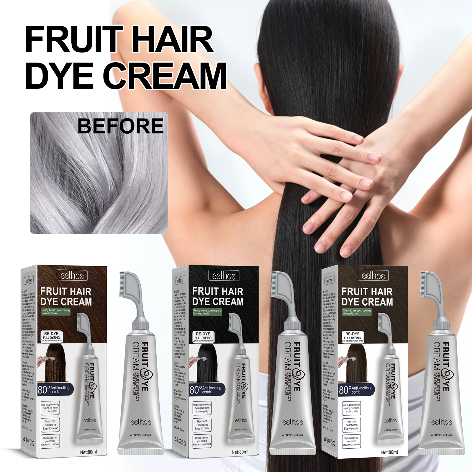 Private Label Available Popular Fruit Hair Full Dye Cream Black Easy to Color Green Pollution-Free Cream from China supplier