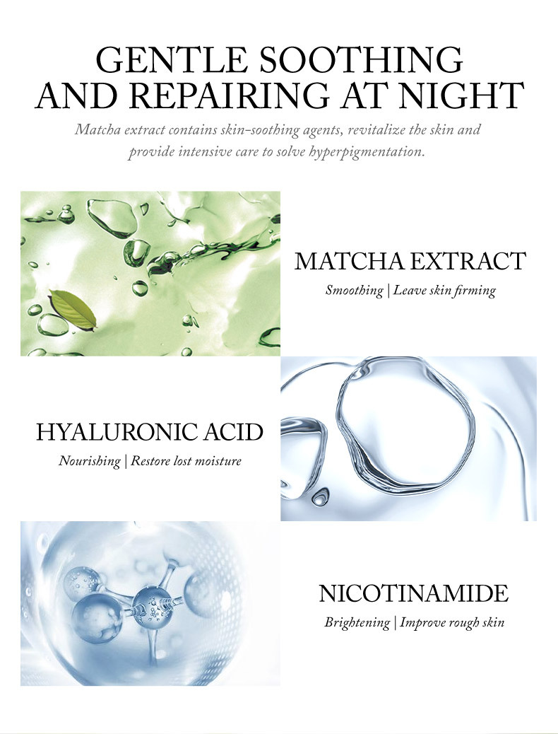 LAIKOU Travel Pack Oil Control Moisturizing Whitening Shrinking Matcha Sleeping Facialmask from China supplier