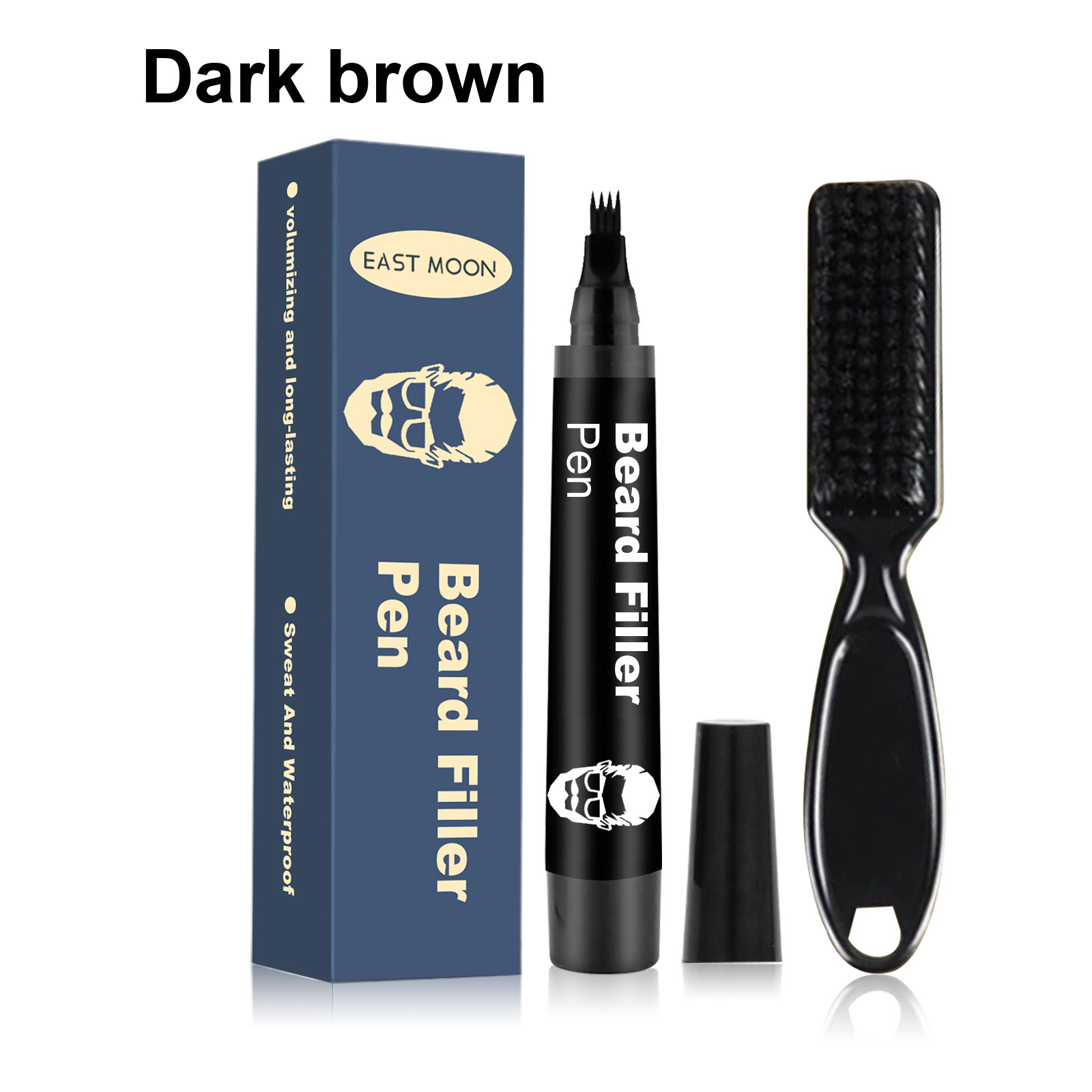 Natural Black Beard Pencil Filler for Men Filling Powder Dark Brown Black Beard and Eyebrow Filler Pen from China supplier