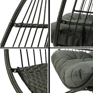 USA warehouse fast delivery Outdoor rattan wicker double seat hanging egg swing chair with metal stand