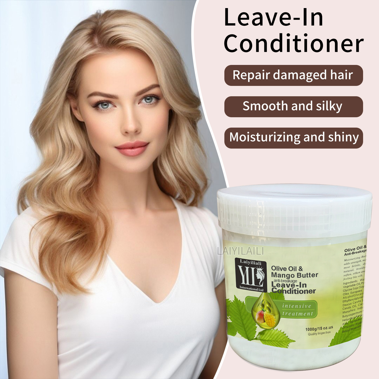 Private Label Olive Oil and Butter Smoothing Conditioner Hair Repair Nourishing Moisturizing Restoring Cream Live-in Conditioner from China supplier