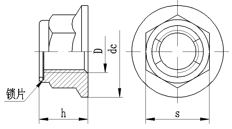 ISO7044 Lock Plate Type Prevailing Torque Type All-Metal Hexagon Nuts With Flange
