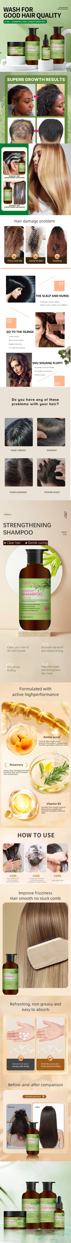Private Logo Organic Natural Vegan Rosemary Mint Extract Hair Growth Anti Hair Loss Moisturizing Shampoo Products Set from China supplier