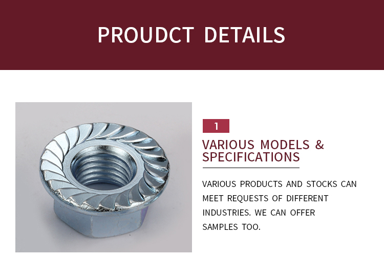 DIN6923 Flange Hexagon Nuts Hexagonal carbon steel non-slip flange nuts