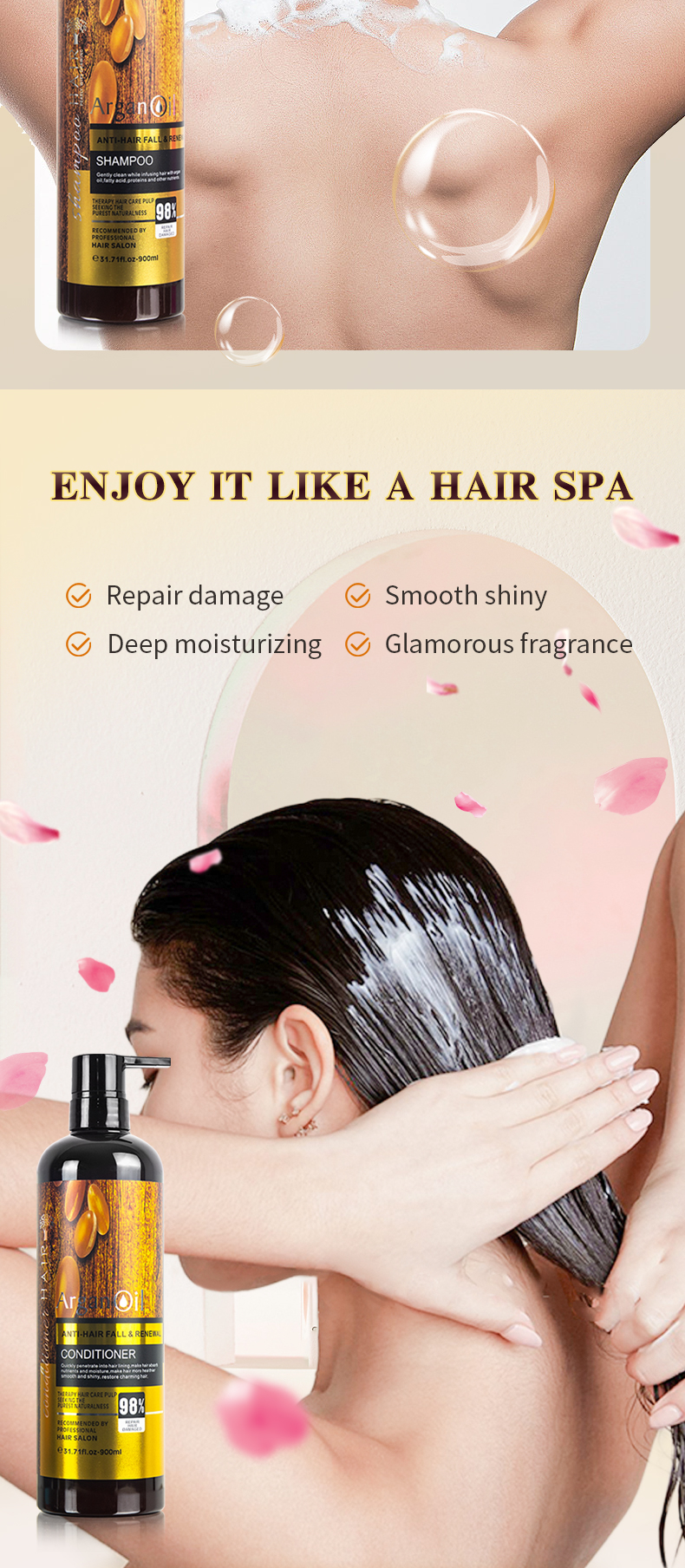 Private Label Hair Care Organic Collagen Professional Beauty Hair Anti Loss Argan Oil Shampoo and Conditioner Kit Products from China supplier