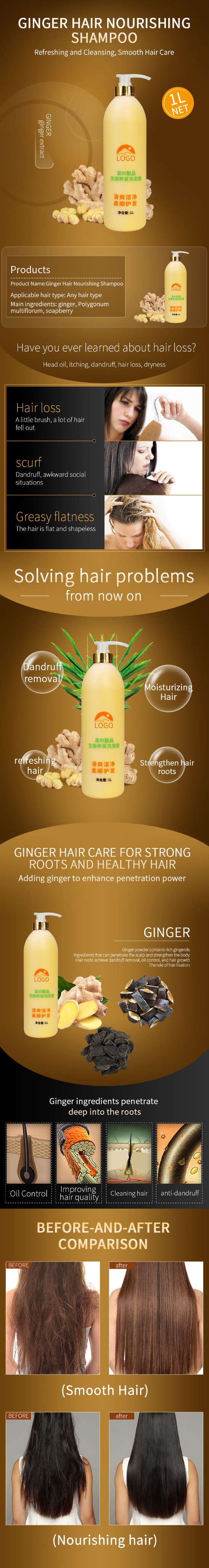 Private Label Ginger Shampoo Hair Growth Moisturizing Anti-Dandruff Refreshing Deep Cleansing Smoothing Nourishing Hair Loss from China supplier