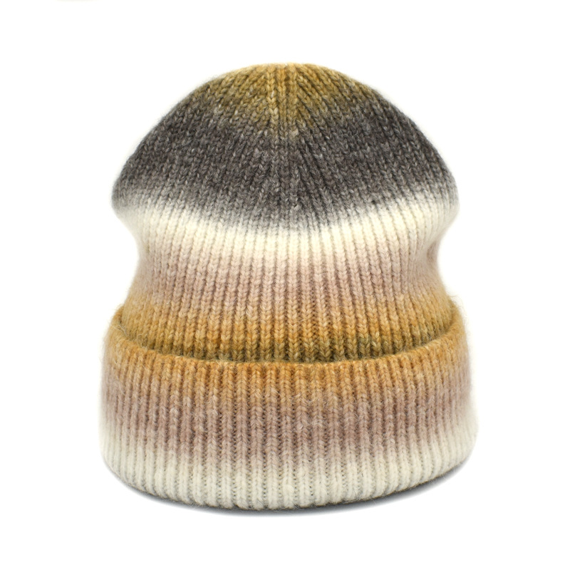Hot sale soft winter warm tie-dye solid color knitted beanie hats from China supplier