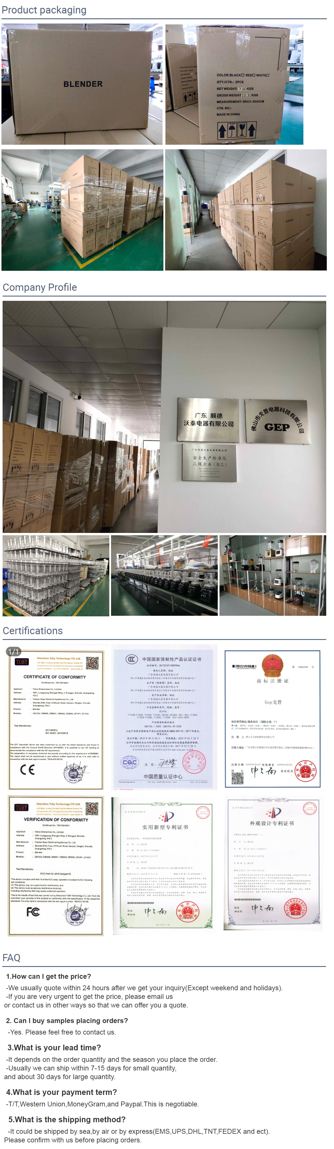 Low Noise Safety Calinfor Factory 5 High Speed Juice Blender