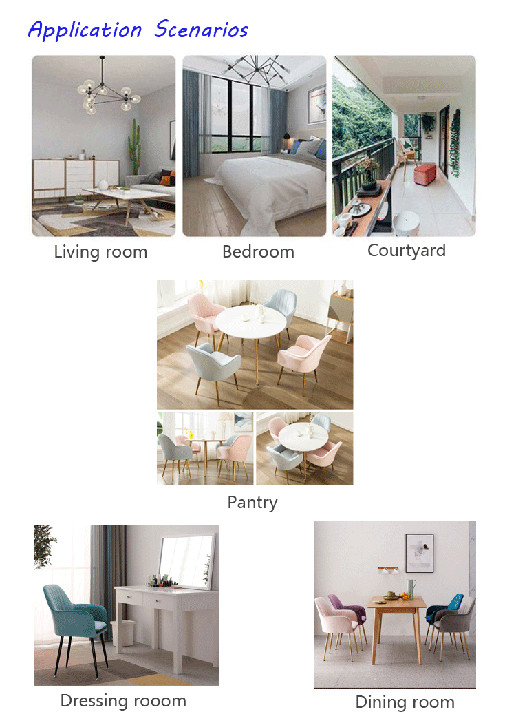 Hot selling upholstered dining room sofa chairs set metal leg velvet fabric