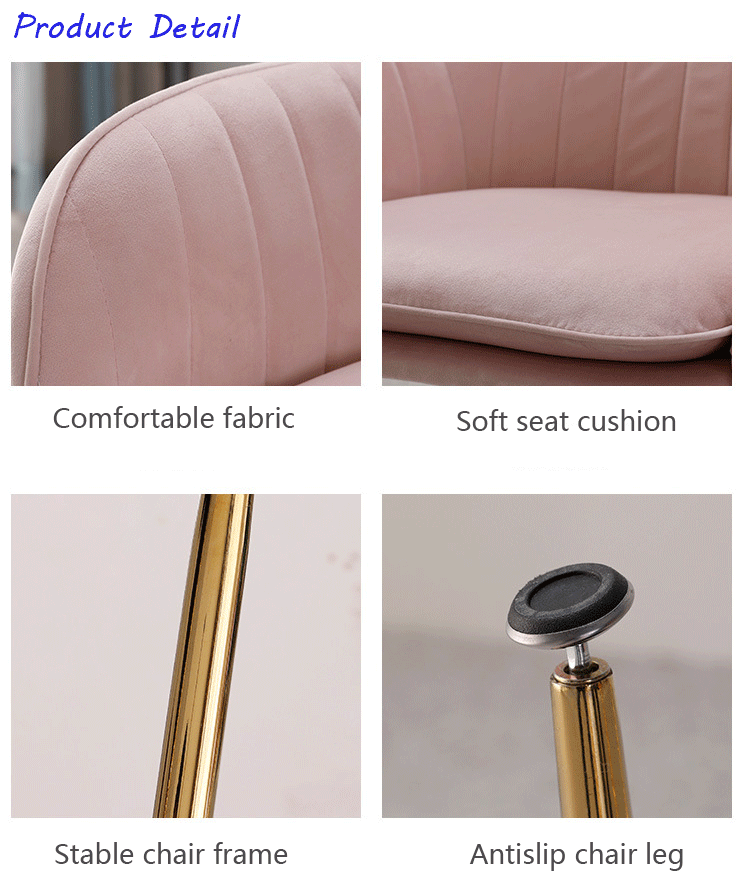 Hot selling upholstered dining room sofa chairs set metal leg velvet fabric