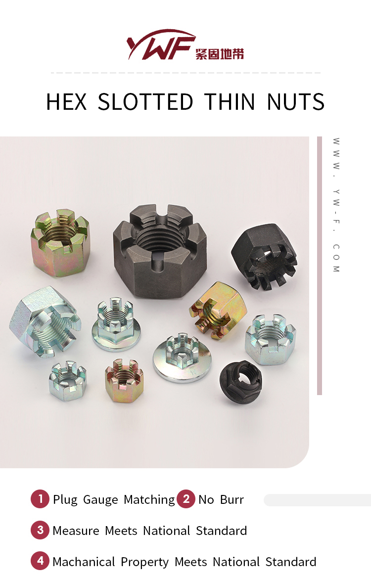 ASME B18.2.2 Self-locking Fine Workmanship Hex Slotted Nuts Hot Dep Galvanized Hexagon Nut