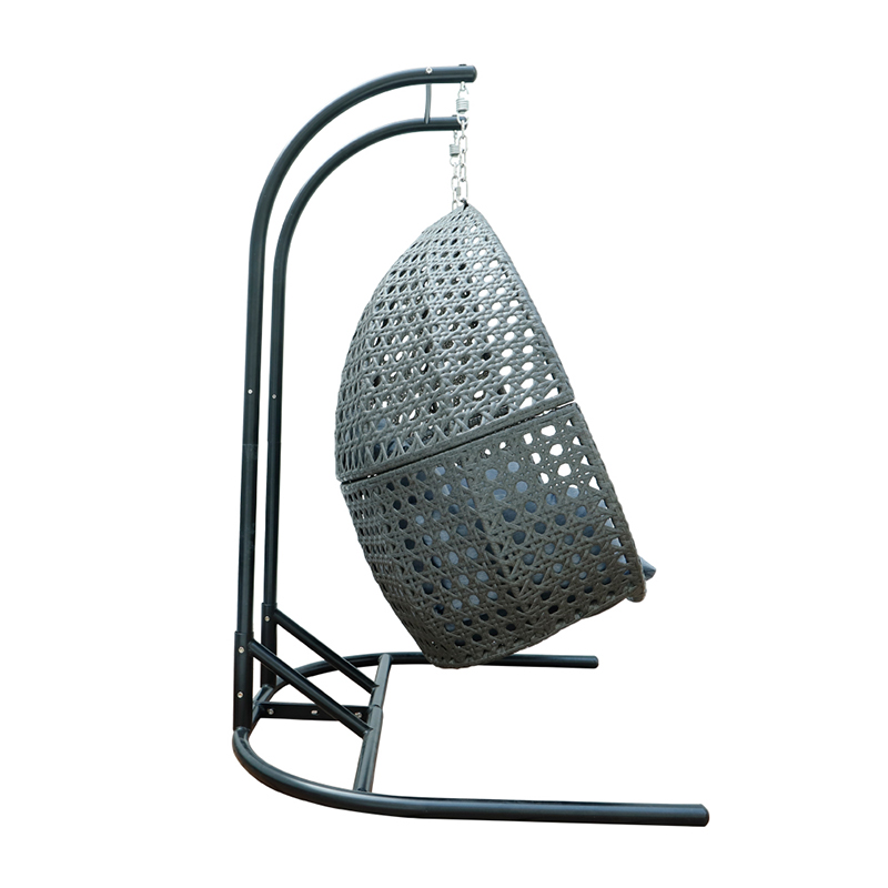 USA in stock free shipping cost metal swing frame ratan egg shaped garden swing chair