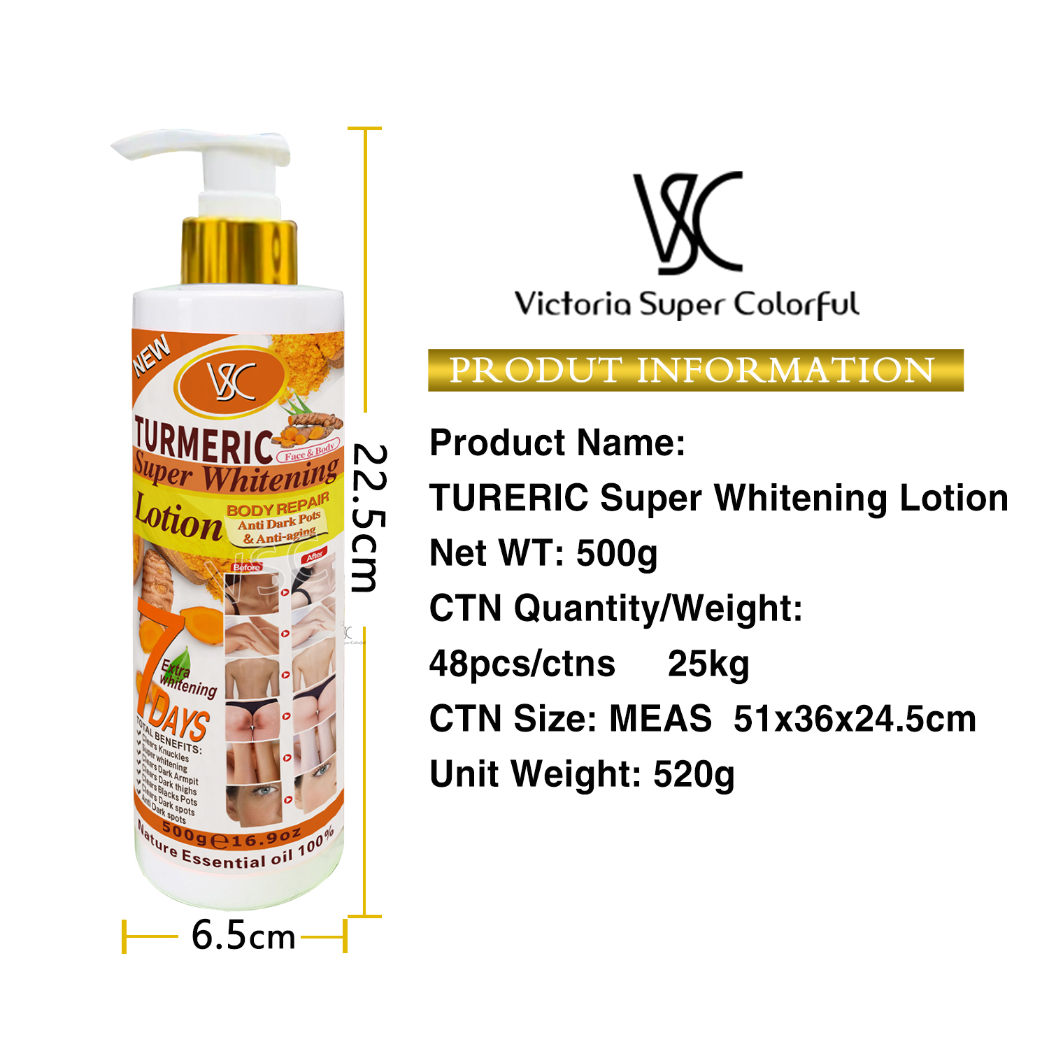 Private Logo Turmeric Lotion Skin Care Body Cream Repair Whitening Brightening Anti Dark Pots Nourishing Vitamin C Body Lotion from China supplier