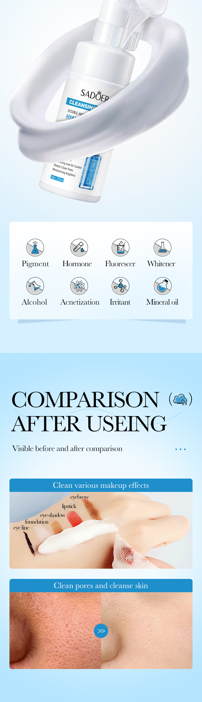 Private Label Avocado Hyaluronic Acid Vitamin C Foaming Amino Acid Face Wash Facial Cleanser with Silicone Brush from China supplier