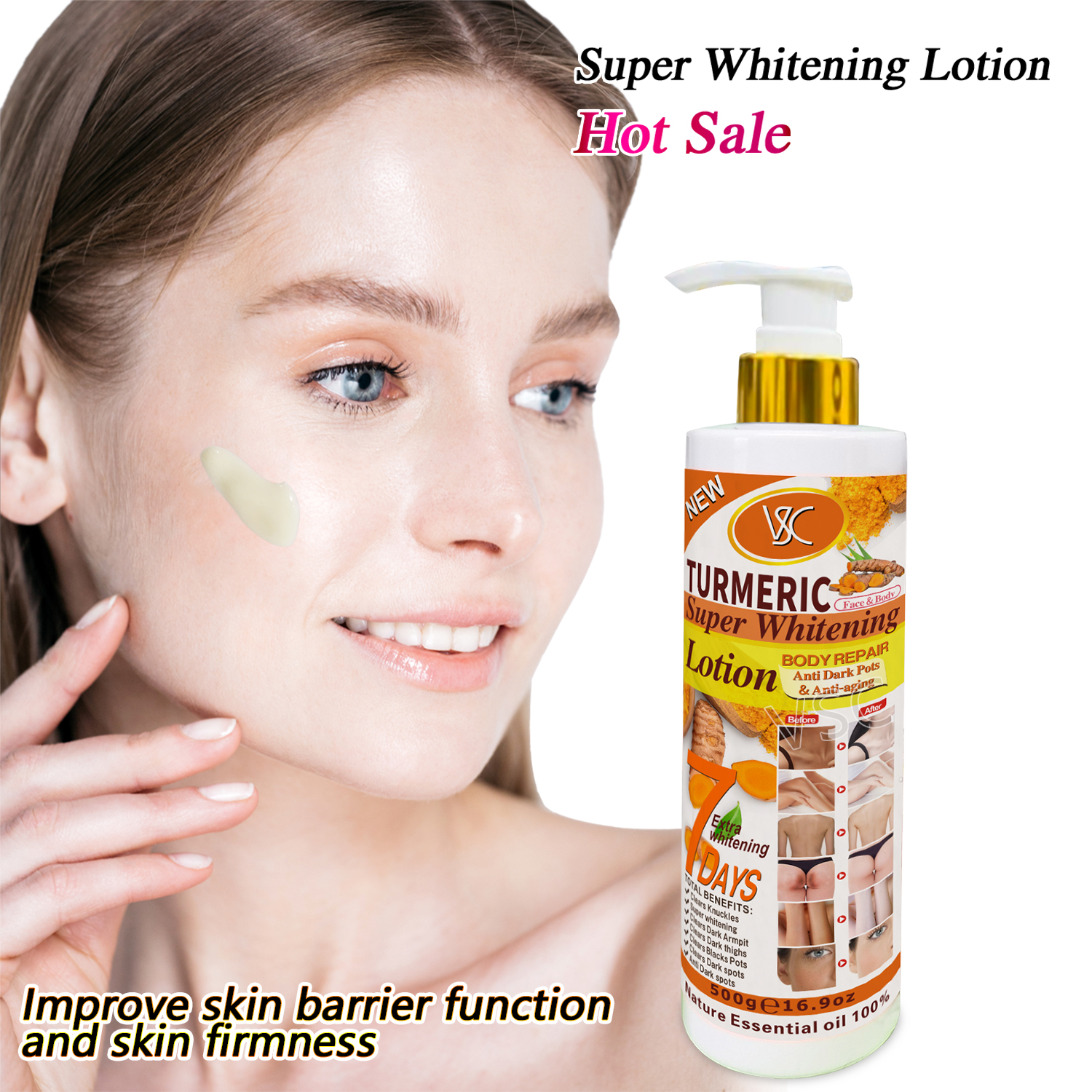 Private Logo Turmeric Lotion Skin Care Body Cream Repair Whitening Brightening Anti Dark Pots Nourishing Vitamin C Body Lotion from China supplier
