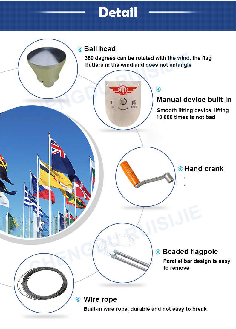 20ft flag pole 6 meter electric motorized flagpole easy operation