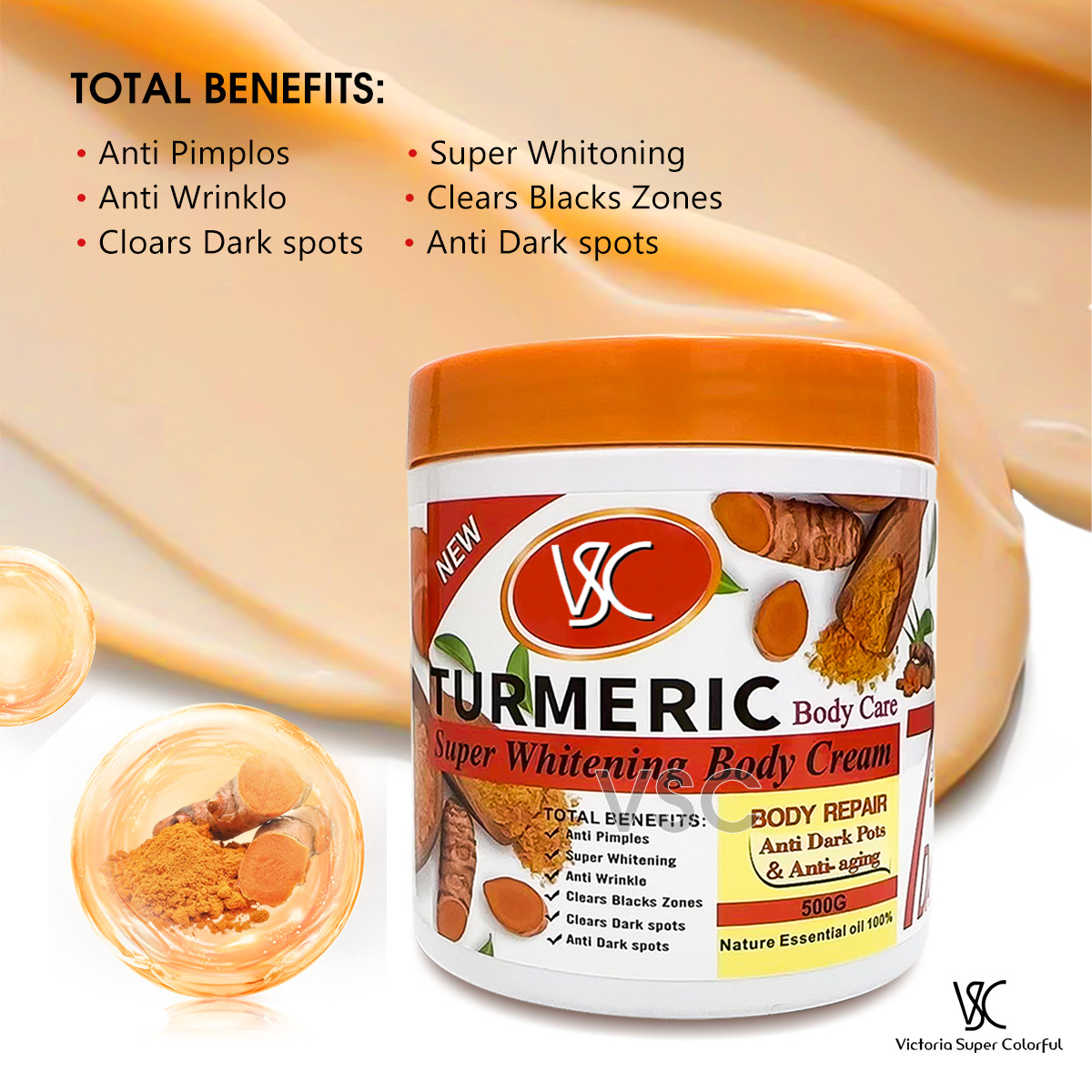 Turmeric Cream Body & Face Moisturizing Lotion Shea Butter Brightening Spot Removal Skincare Body Cream from China supplier