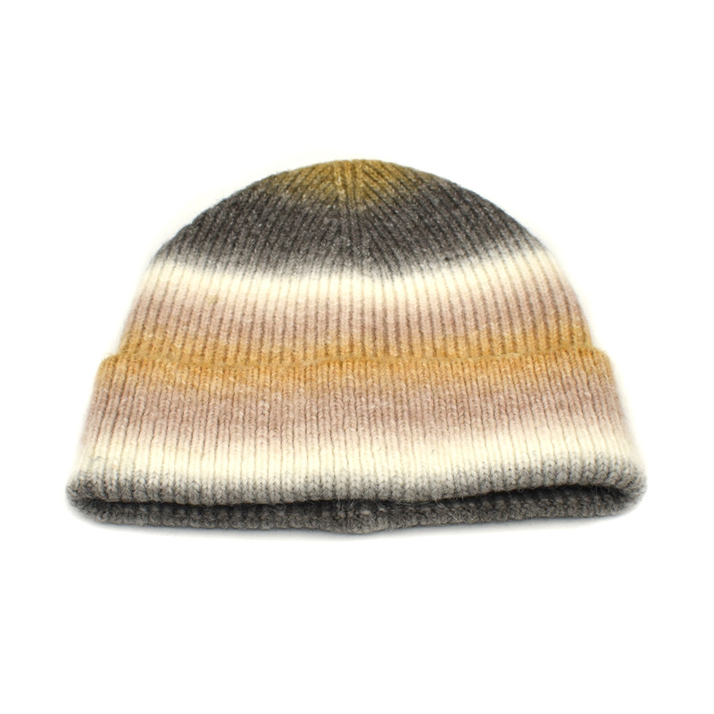 Hot sale soft winter warm tie-dye solid color knitted beanie hats from China supplier