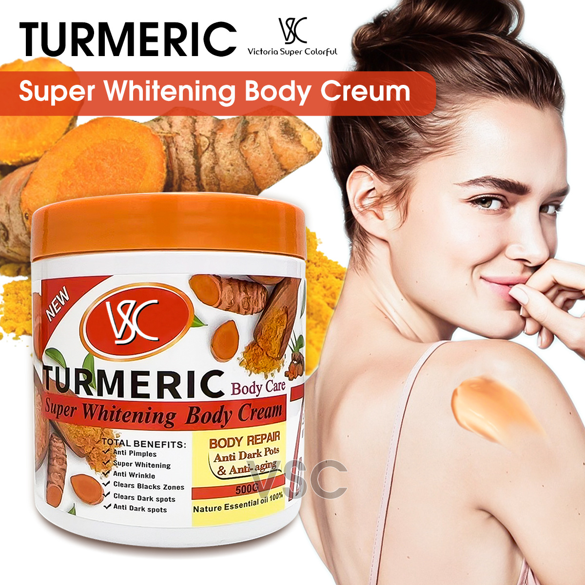 Turmeric Cream Body & Face Moisturizing Lotion Shea Butter Brightening Spot Removal Skincare Body Cream from China supplier