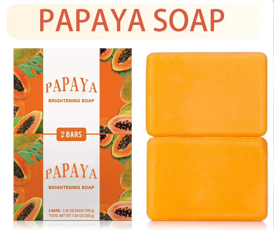 Organic Solid Papaya Soap Handmade Body Wash Bar with Natural Kojic Acid Skin Whitening & Brightening Deep Cleansing Bath Bar from China supplier
